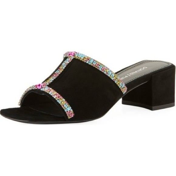 Donald Pliner IOB Bete Crystal Embellished Heeled Slide Sandals - Picture 1 of 5
